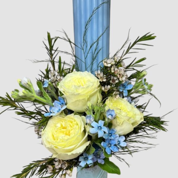Lumanare botez bleu delicat