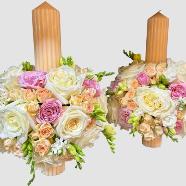 Lumanari cununie pastel romantice