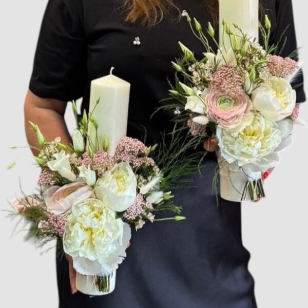 Lumanari cununie romantic pastel