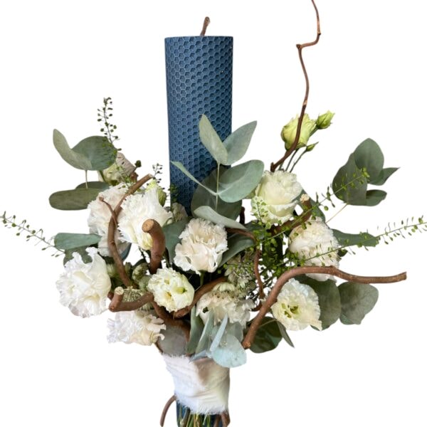 Lumanare botez albastru modern
