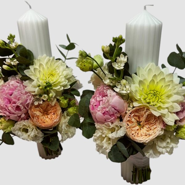 Set Lumanari cununie delicate ivory & blush